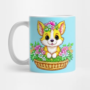Spring Easter Cute Dog in Flowers Mug